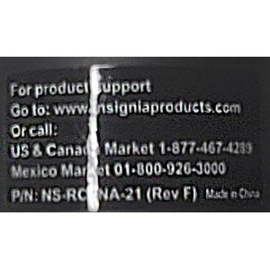 CONTRO REMOTO PARA SMART TV INSIGNIA (( ORIGINAL )) / NUMERO DE PARTE NS-RCFNA-21(REV F) / G2P2BN013122CELV